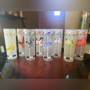 Vintage 1950's Libbey Hostess Glassware Full Set 8 "Merry-Go-Round" pattern